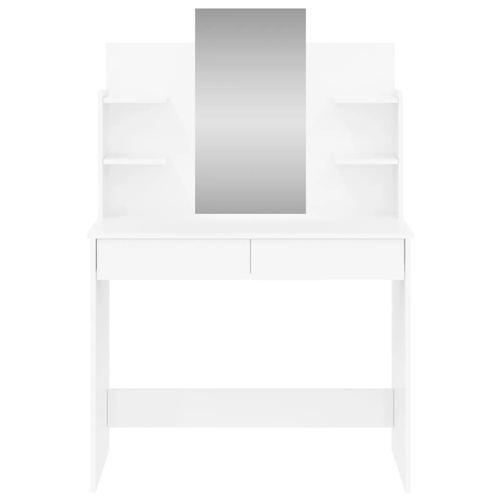 vidaXL Kaptafel met spiegel 96x39x142 cm hoogglans wit