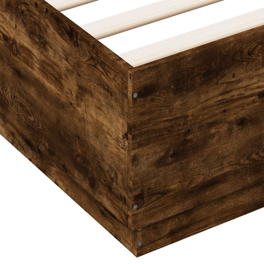 vidaXL Bedframe bewerkt hout gerookt eikenkleurig 150x200 cm