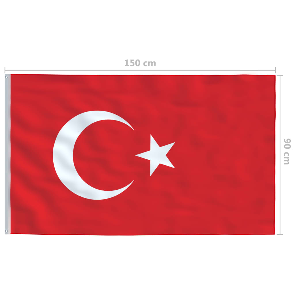 vidaXL Vlag met vlaggenmast Turkije 6,2 m aluminium