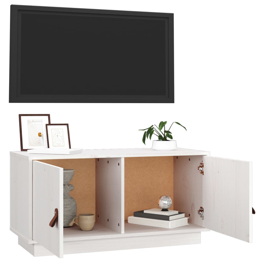 vidaXL Tv-meubel 80x34x40 cm massief grenenhout wit
