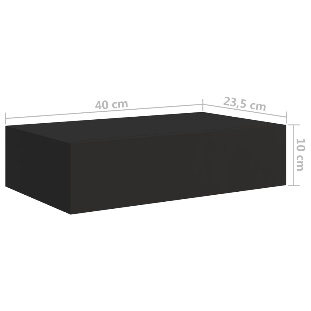 vidaXL Wandschap met lade 40x23,5x10 cm MDF zwart
