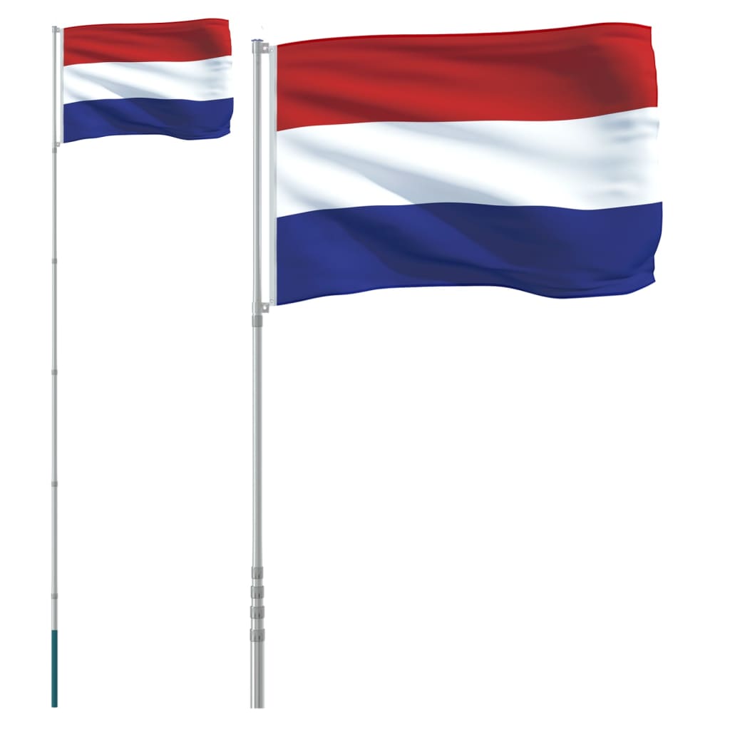 vidaXL Vlag met vlaggenmast Nederland 5,55 m aluminium