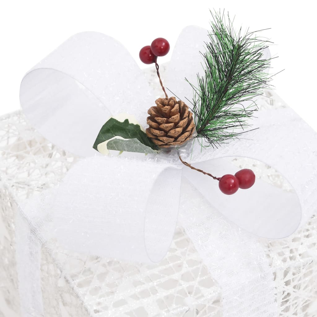 vidaXL Kerstdecoratie geschenkdozen 3 st binnen/buiten wit