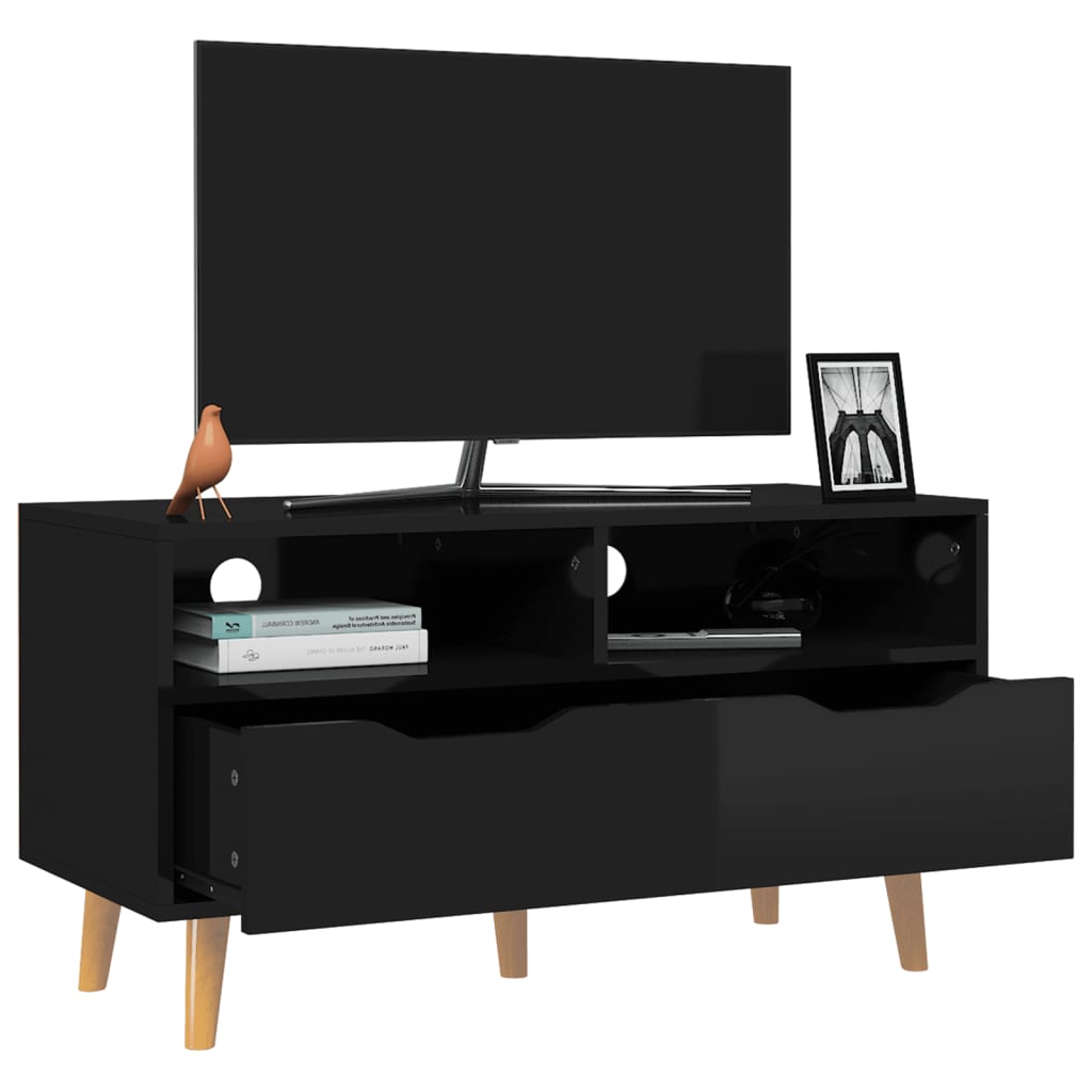 vidaXL Tv-meubel 90x40x48,5 cm bewerkt hout hoogglans zwart
