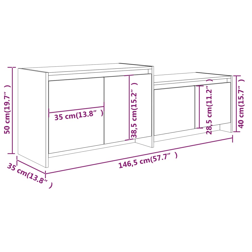vidaL Tv-meubel 146,5x35x50 cm spaanplaat grijs sonoma eikenkleurig