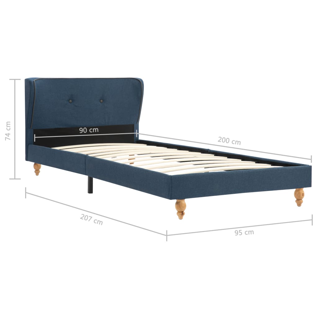 vidaXL Bed met matras stof blauw 90x200 cm