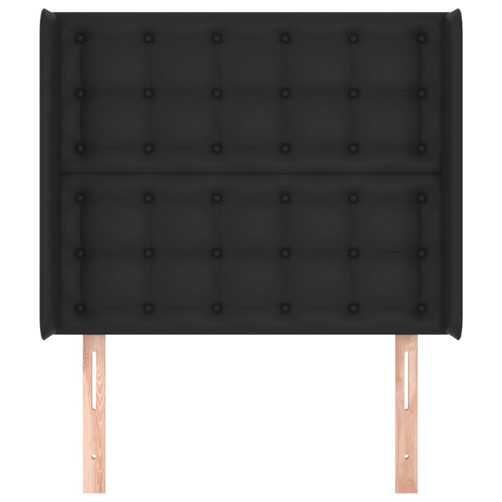 vidaXL Hoofdbord met randen 83x16x118/128 cm kunstleer zwart