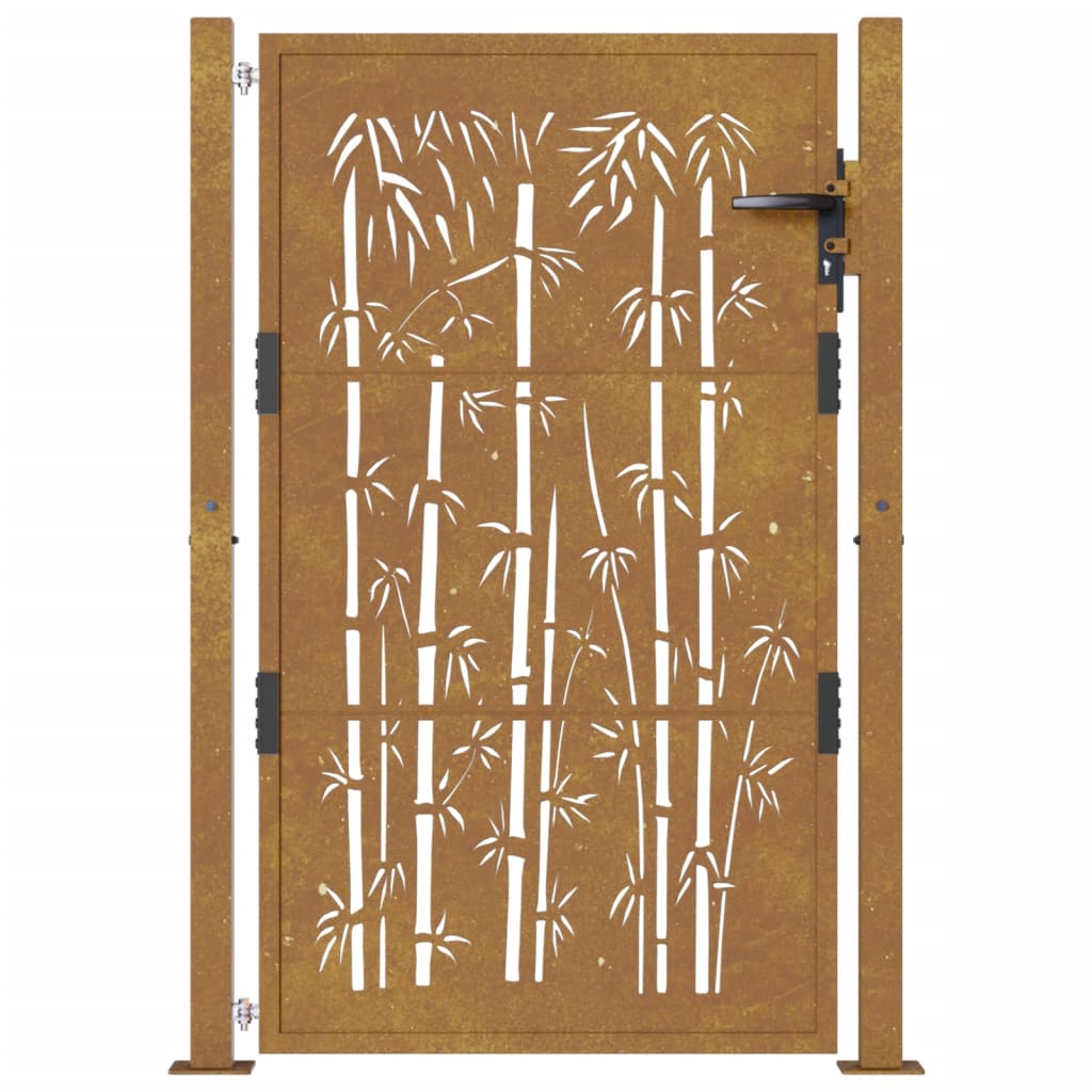 vidaXL Poort met bamboe-ontwerp 105x155 cm cortenstaal