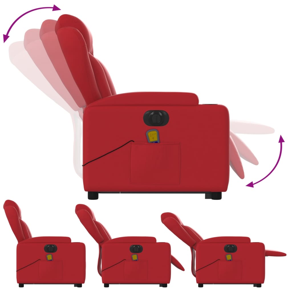 vidaXL Sta-op-massagestoel elektrisch kunstleer rood