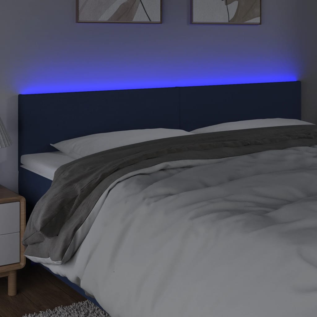 vidaXL Hoofdbord LED 180x5x78/88 cm stof blauw