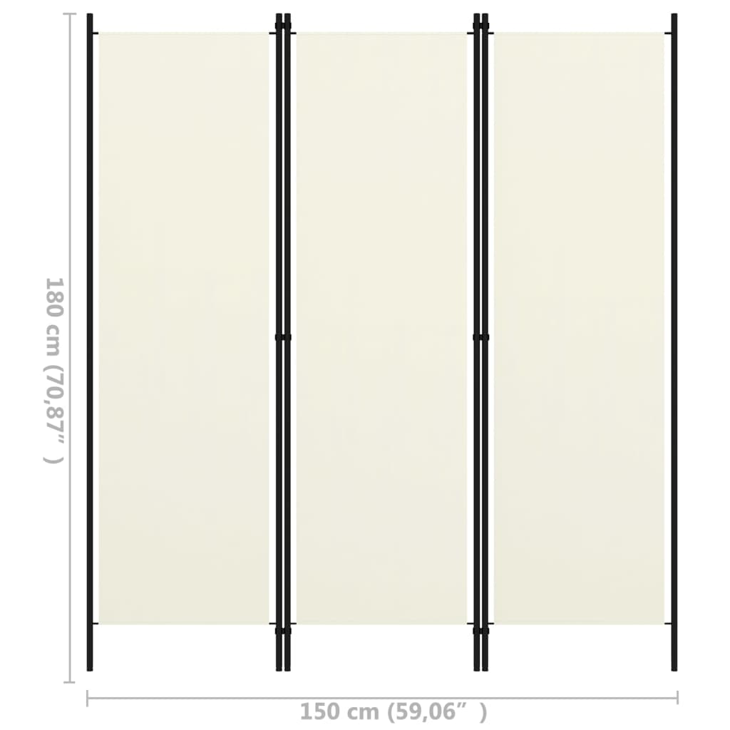 vidaXL Kamerscherm met 3 panelen 150x180 cm wit