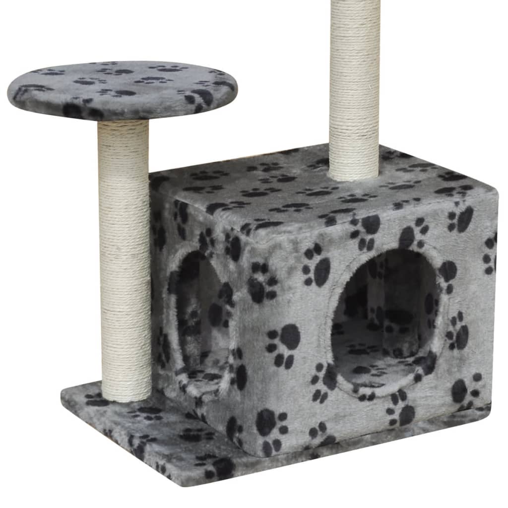 vidaXL Kattenkrabpaal 64 cm 1 huisje grijs met potenprint