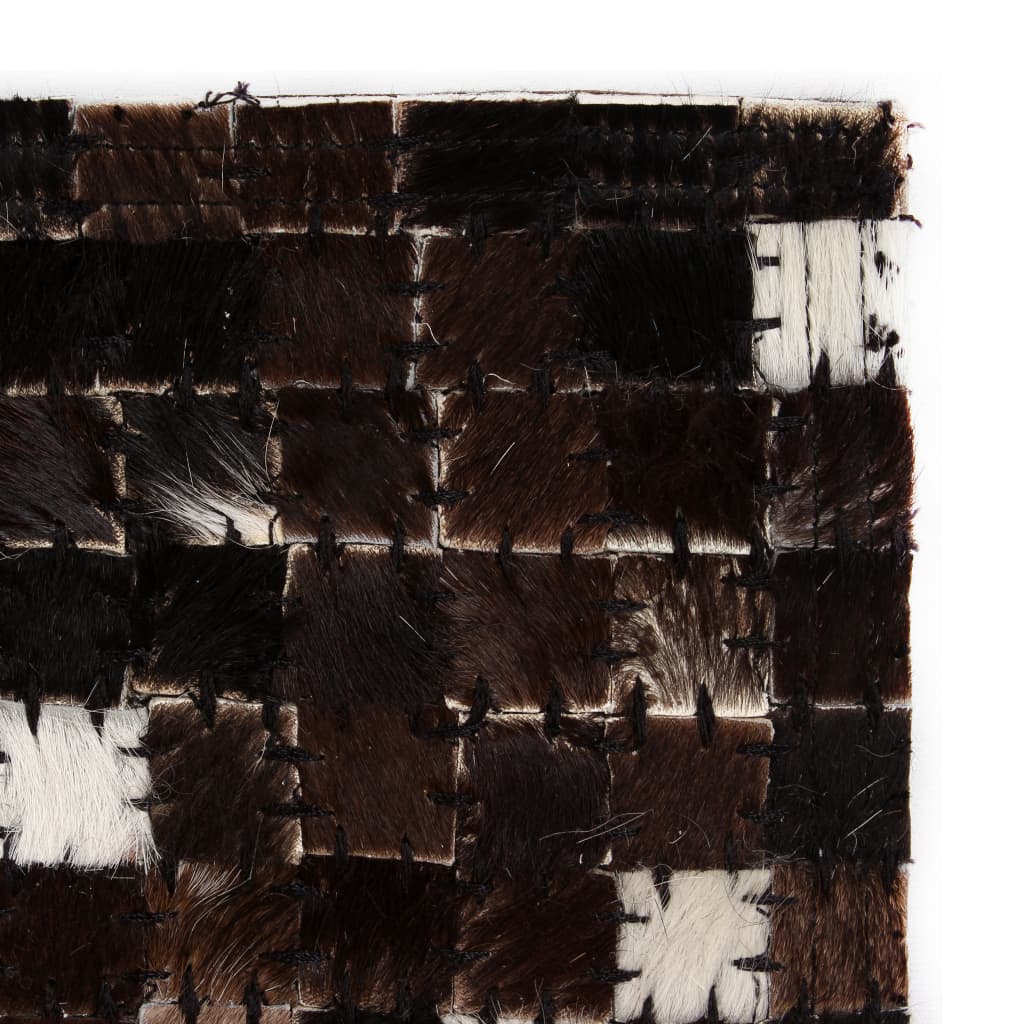 vidaXL Vloerkleed vierkant patchwork 160x230 cm echt leer zwart/wit