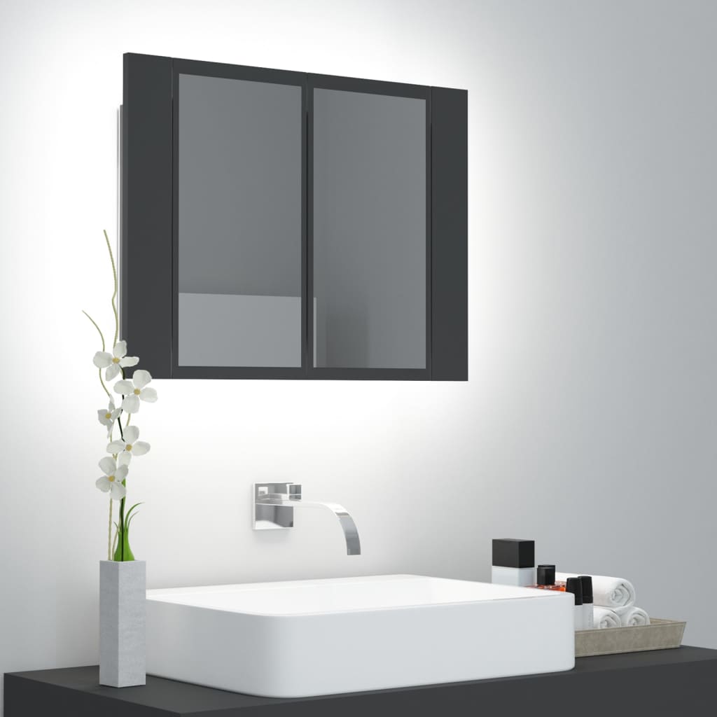 vidaXL Badkamerkast met spiegel en LED 60x12x45 cm acryl grijs