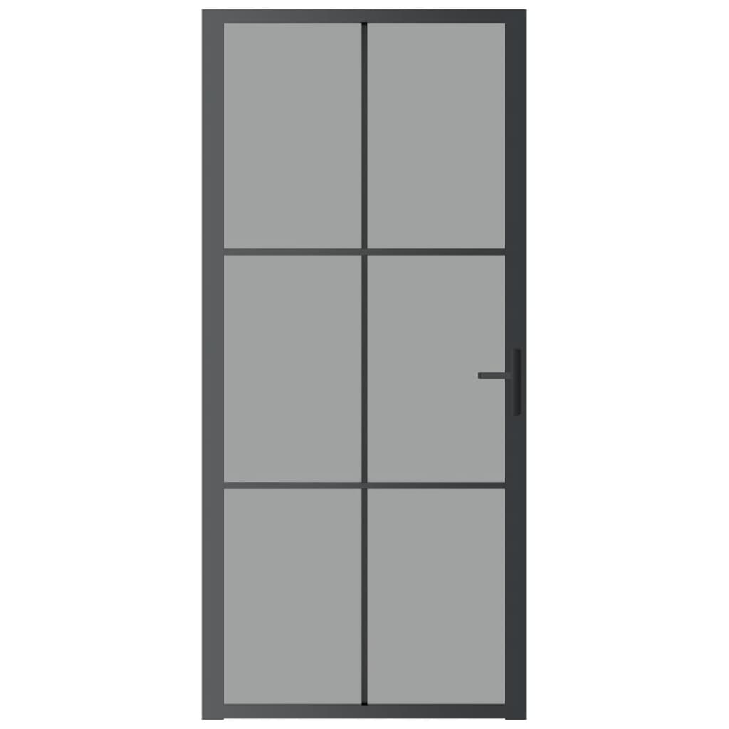 vidaXL Binnendeur 93x201,5 cm ESG-glas en aluminium zwart