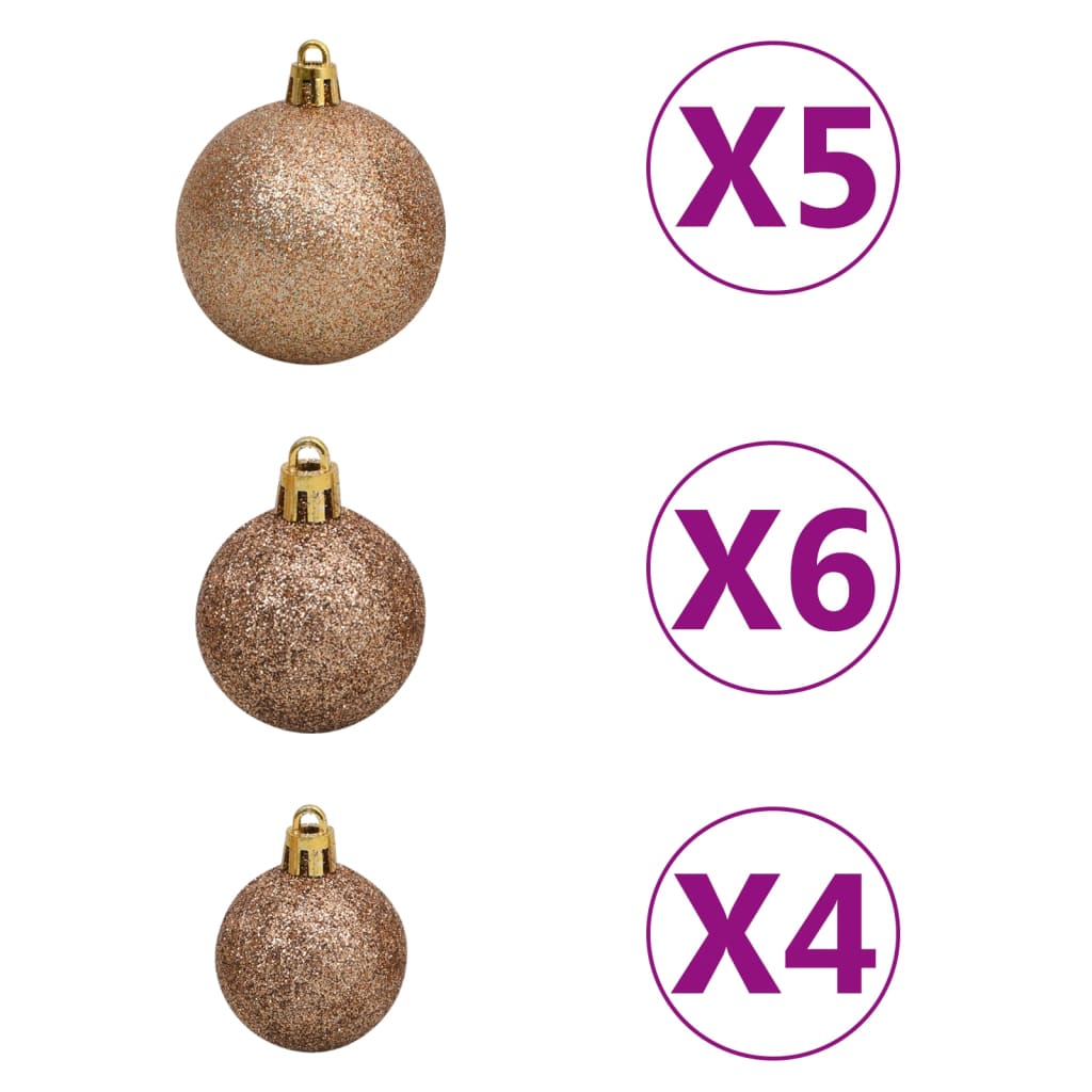 vidaXL Kunstkerstboom met LED's en kerstballen hoek 240 cm PVC wit