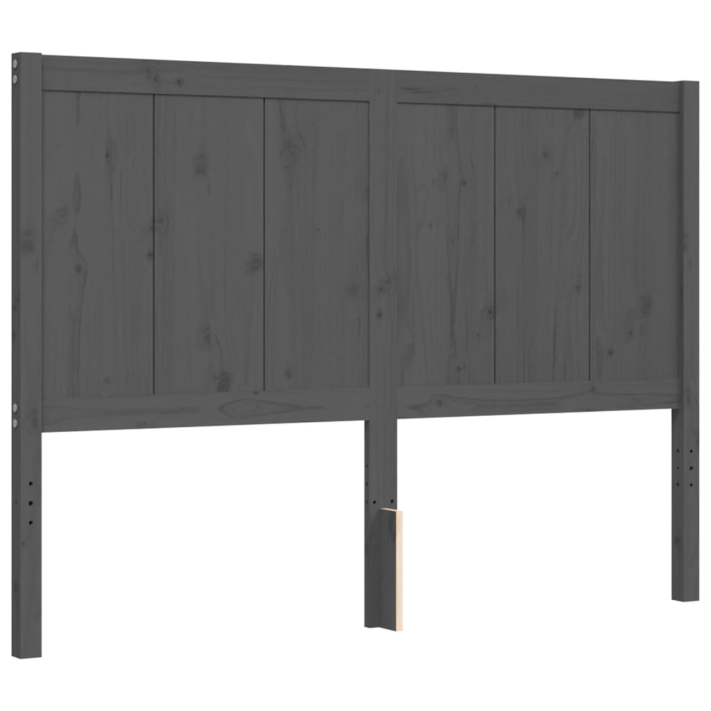 vidaXL Bedframe met hoofdbord massief hout grijs 120x200 cm