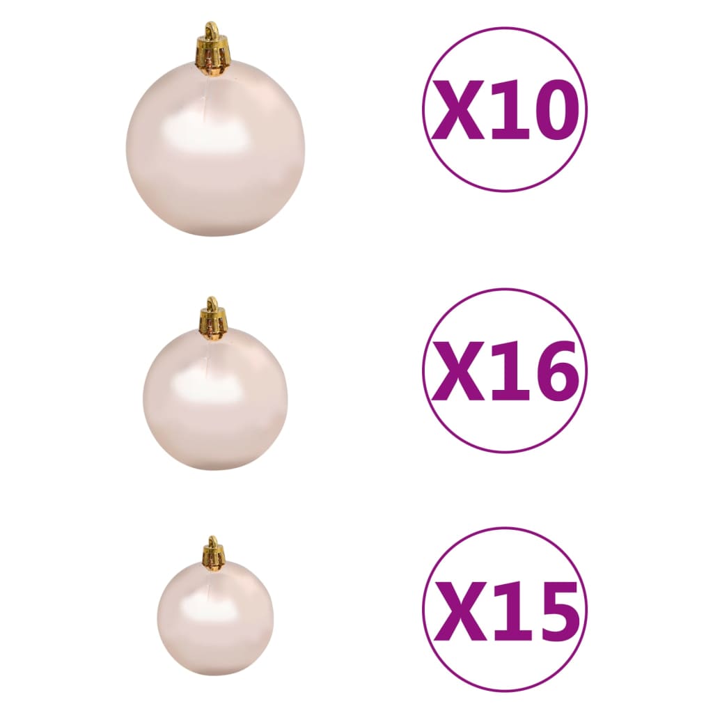vidaXL Kunstkerstboom met verlichting en kerstballen 210 cm PVC wit