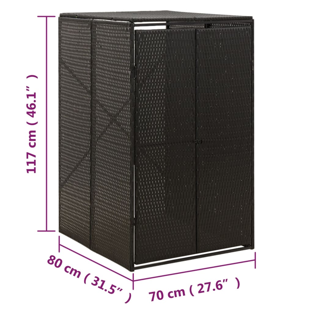 vidaXL Containerberging enkel 70x80x117 cm poly rattan zwart