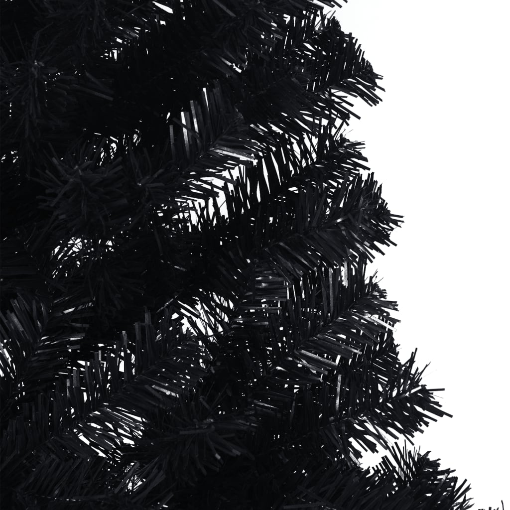 vidaXL Kunstkerstboom met standaard half 210 cm PVC zwart