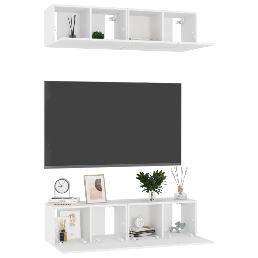 vidaXL Tv-meubelen 4 st 60x30x30 cm spaanplaat wit