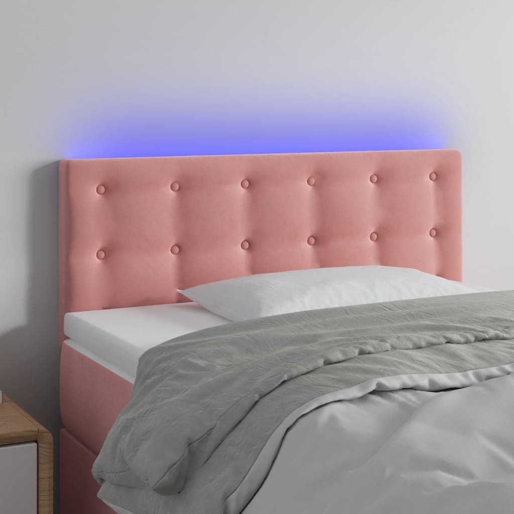 vidaXL Hoofdbord LED 100x5x78/88 cm fluweel roze