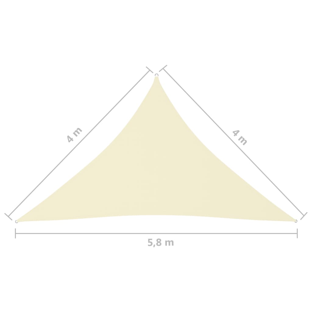 vidaXL Zonnescherm driehoekig 4x4x5,8 m oxford stof crèmekleurig