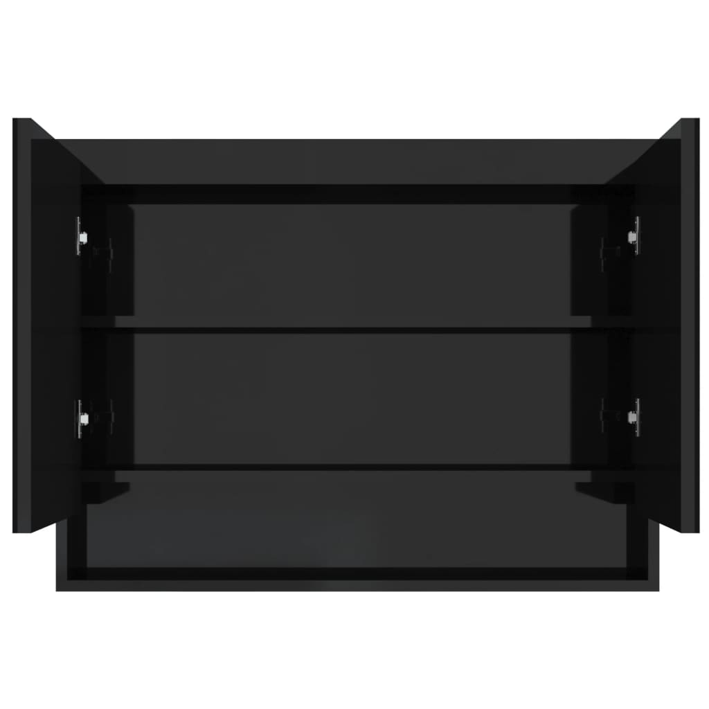 vidaXL Badkamerkast met spiegel 80x15x60 cm MDF glanzend zwart