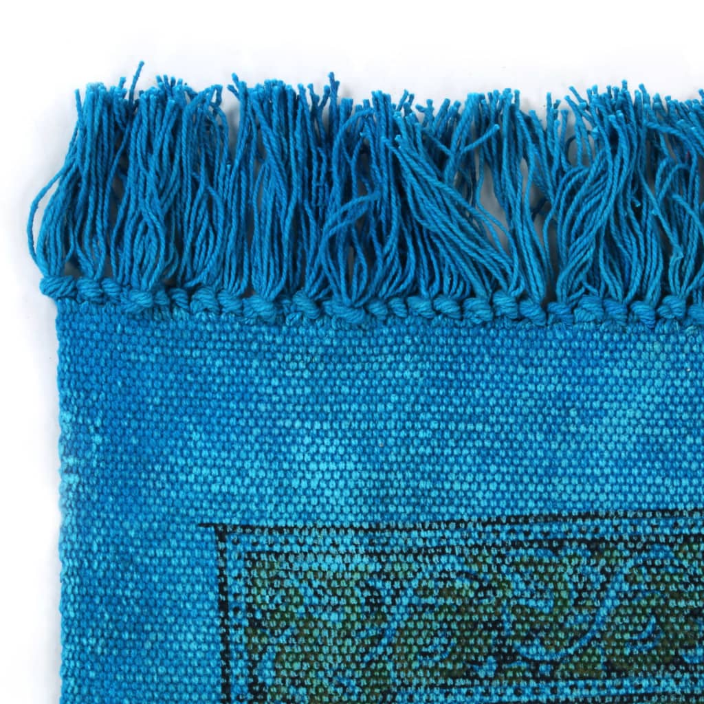 vidaXL Kelim vloerkleed met patroon 160x230 cm katoen turquoise