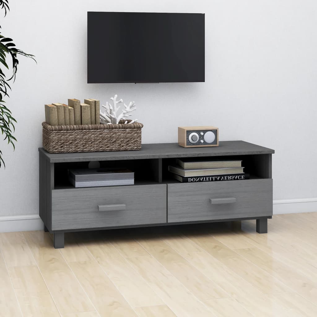 vidaXL Tv-meubel HAMAR 106x40x40 cm massief grenenhout donkergrijs