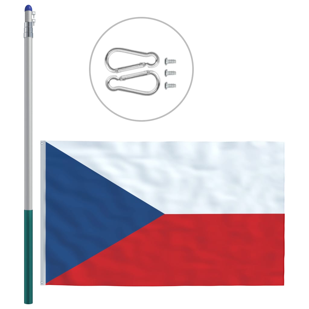 vidaXL Vlag met vlaggenmast Tsjechië 6 m aluminium