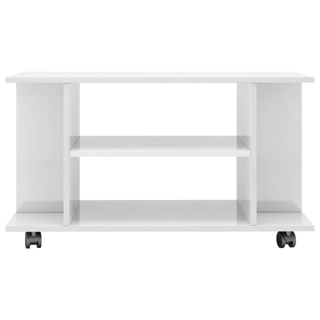 vidaXL Tv-meubel met wieltjes 80x40x45 cm bewerkt hout hoogglans wit