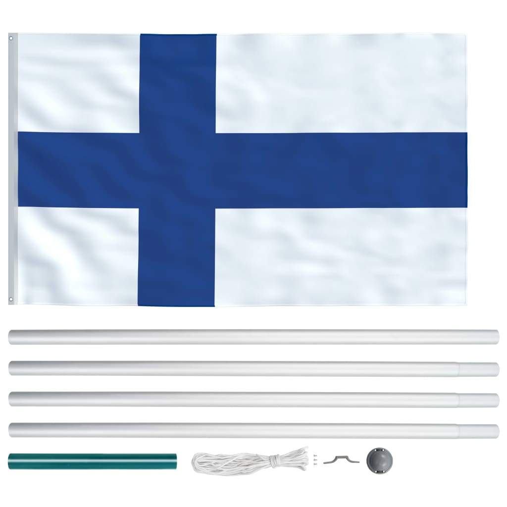 vidaXL Vlag met vlaggenmast Finland 6,2 m aluminium