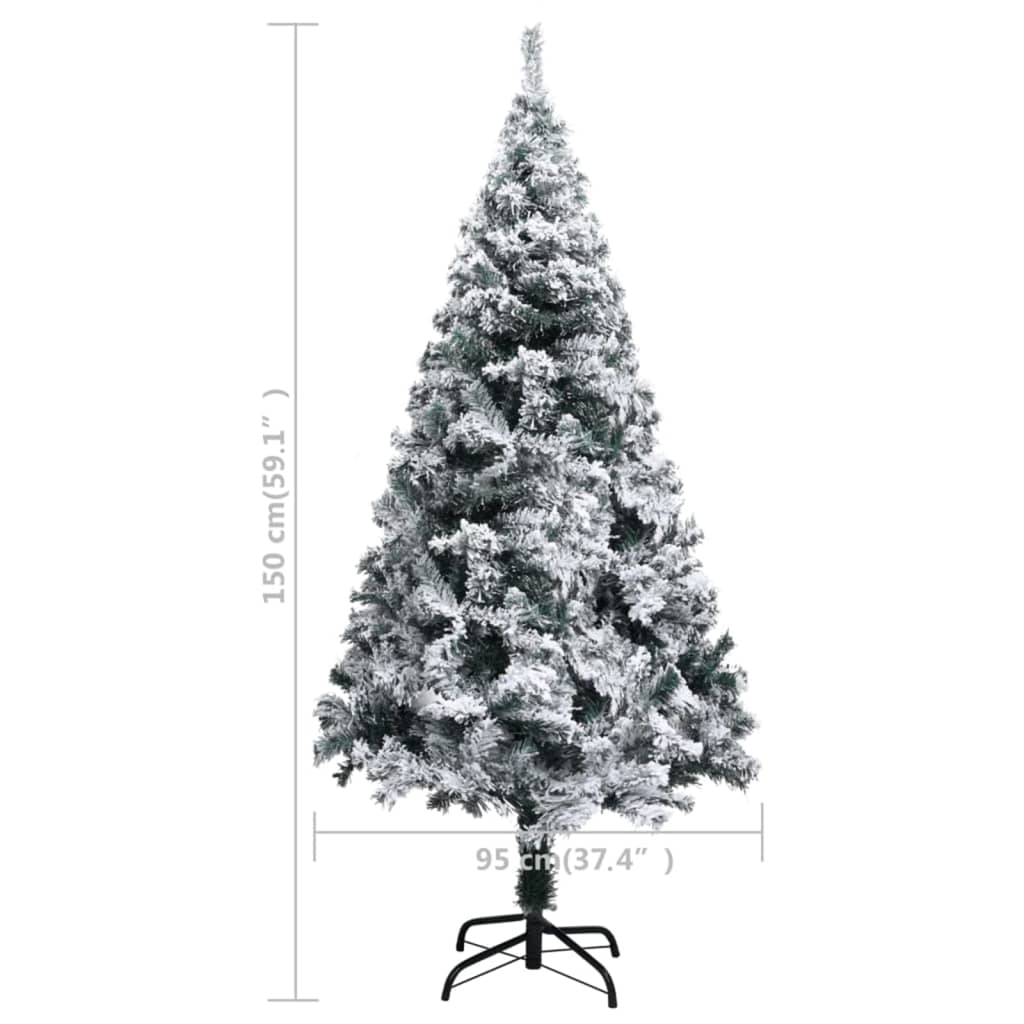 vidaXL Kunstkerstboom met verlichting en sneeuw 150 cm groen