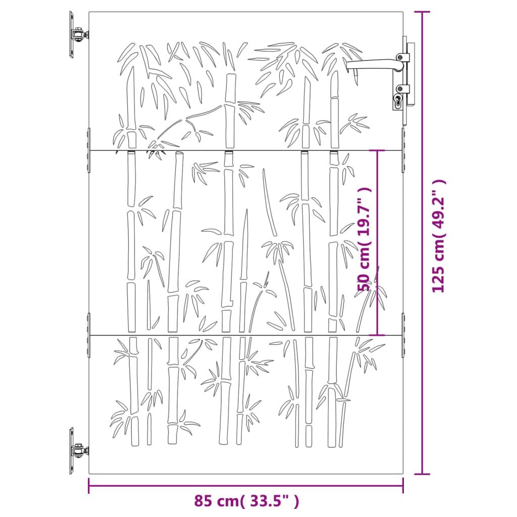 vidaXL Poort 85x125 cm bamboe-ontwerp cortenstaal