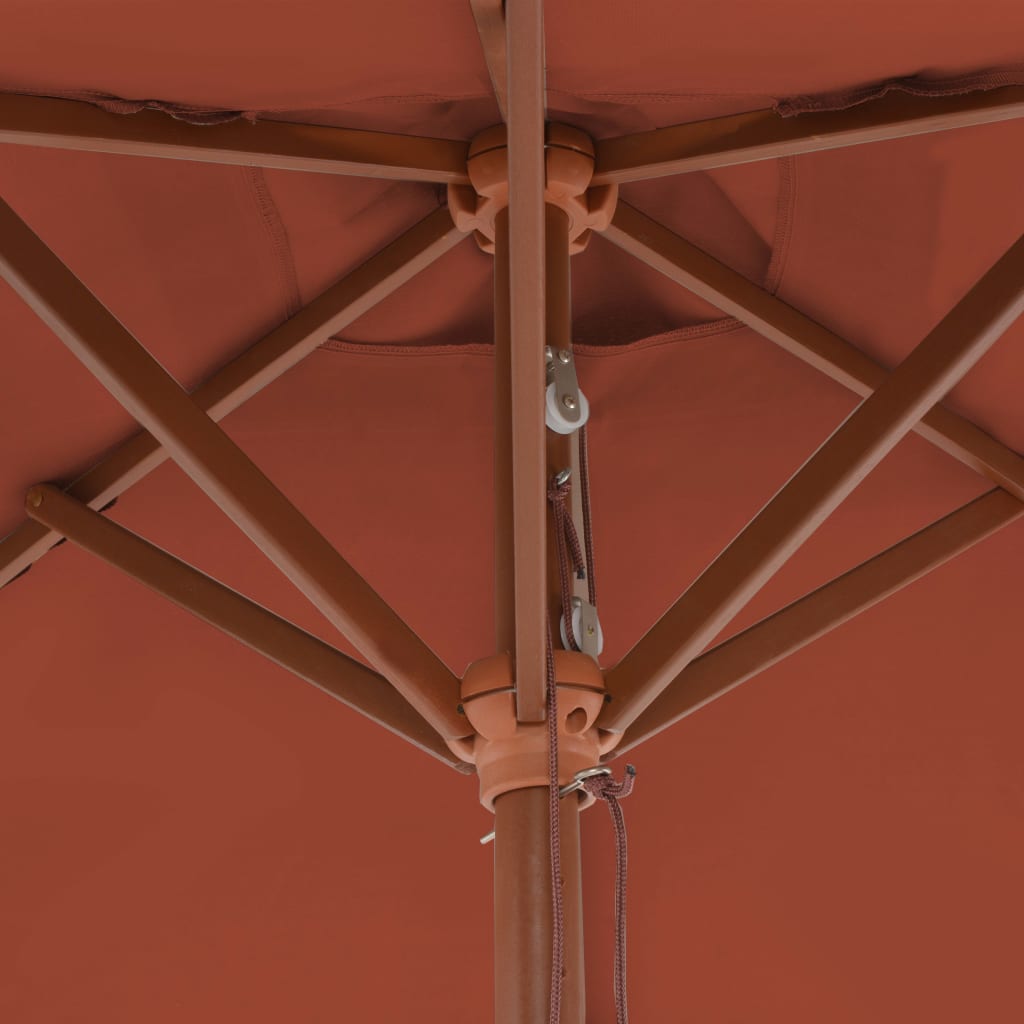 vidaXL Parasol met houten paal 150x200 cm terracottakleurig
