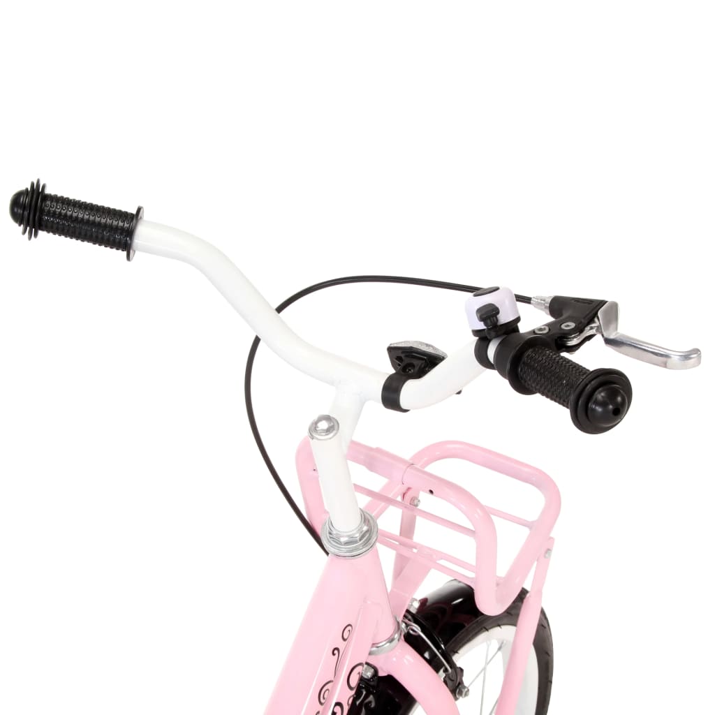 vidaXL Kinderfiets met voordrager 12 inch wit en roze