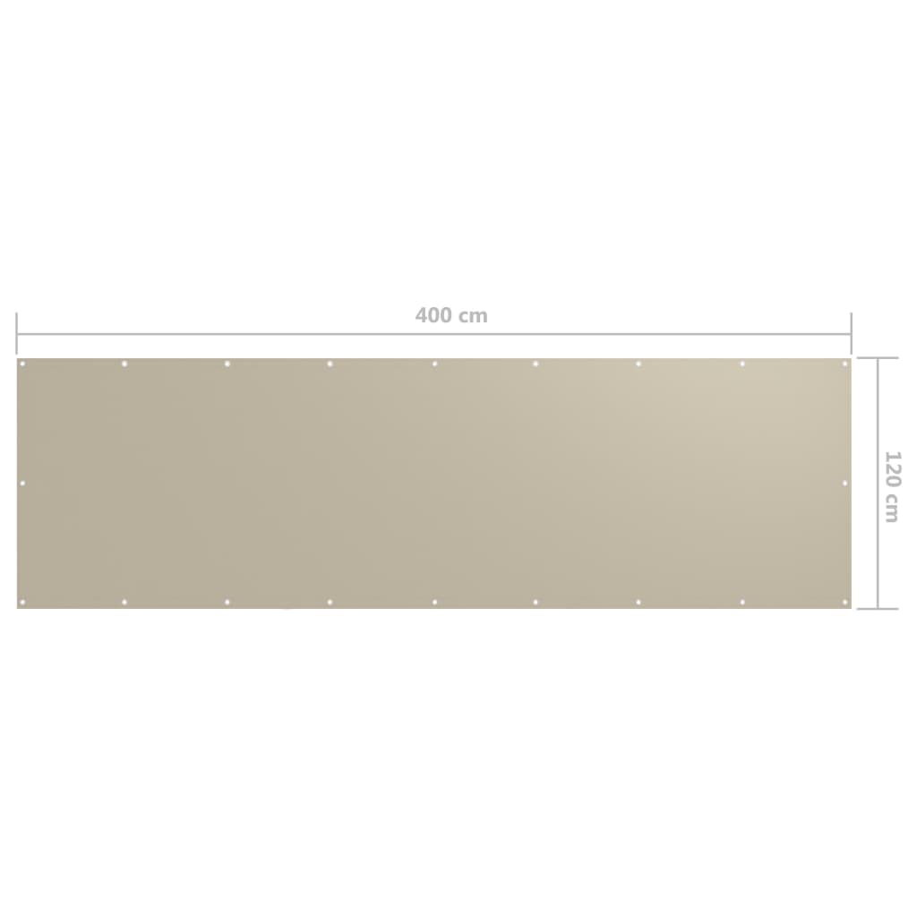 vidaXL Balkonscherm 120x400 cm oxford stof beige