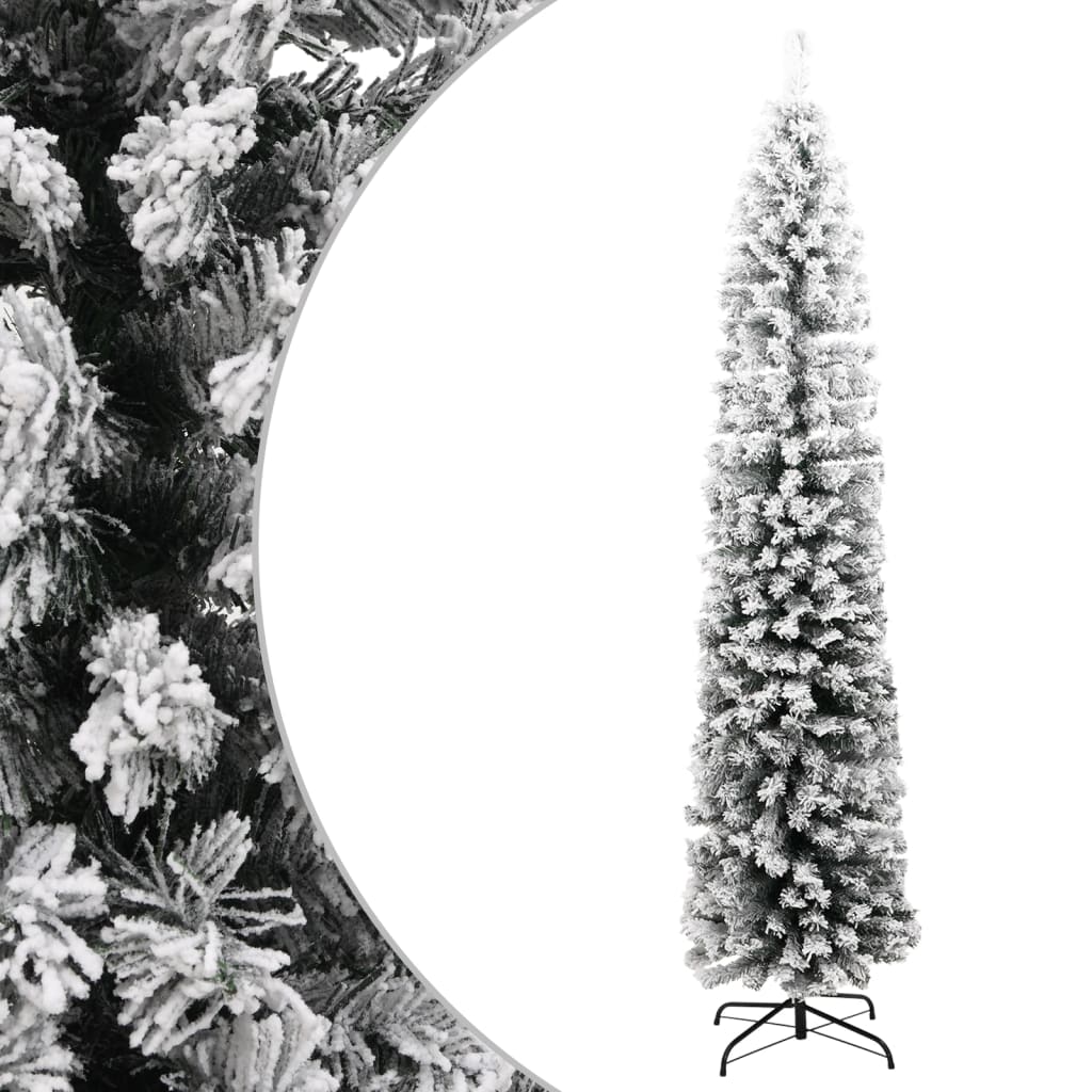 vidaXL Kunstkerstboom met sneeuw smal 210 cm PVC groen