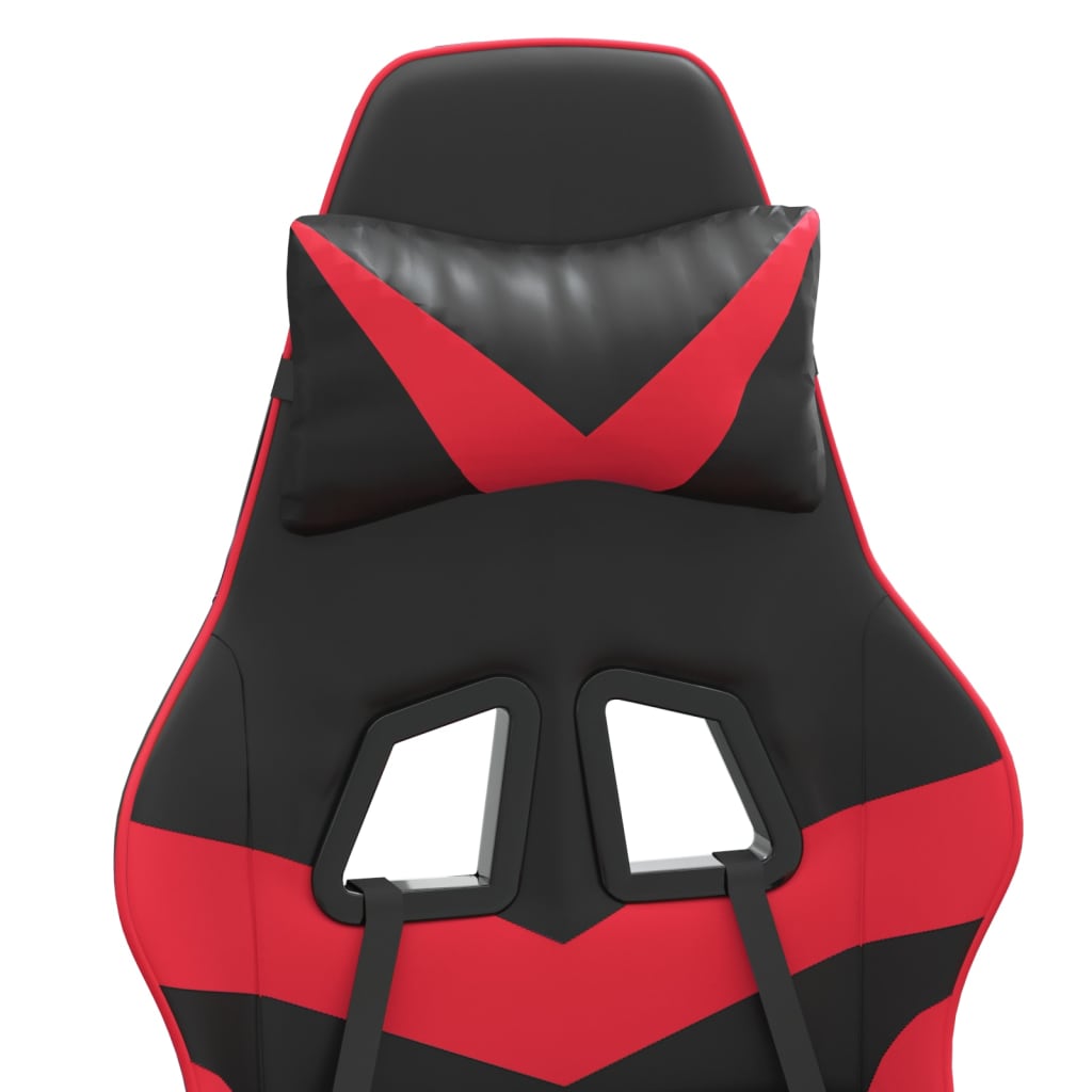 vidaXL Gamestoel draaibaar met voetensteun kunstleer zwart en rood