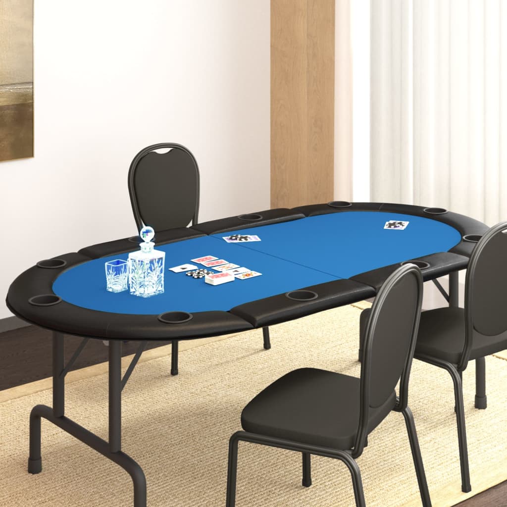 vidaXL Pokertafelblad voor 10 spelers inklapbaar 208x106x3 cm blauw