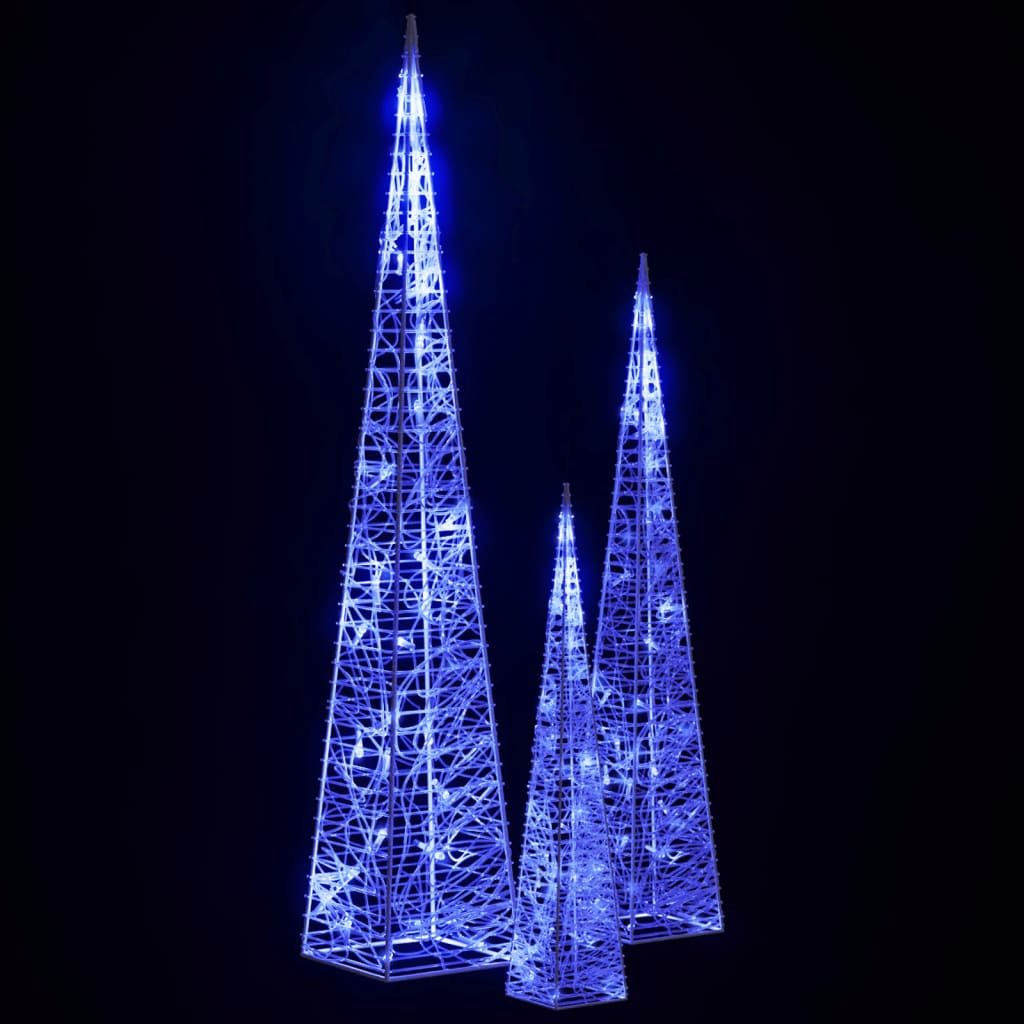 vidaXL Lichtkegelset decoratief LED 30/45/60 cm acryl blauw