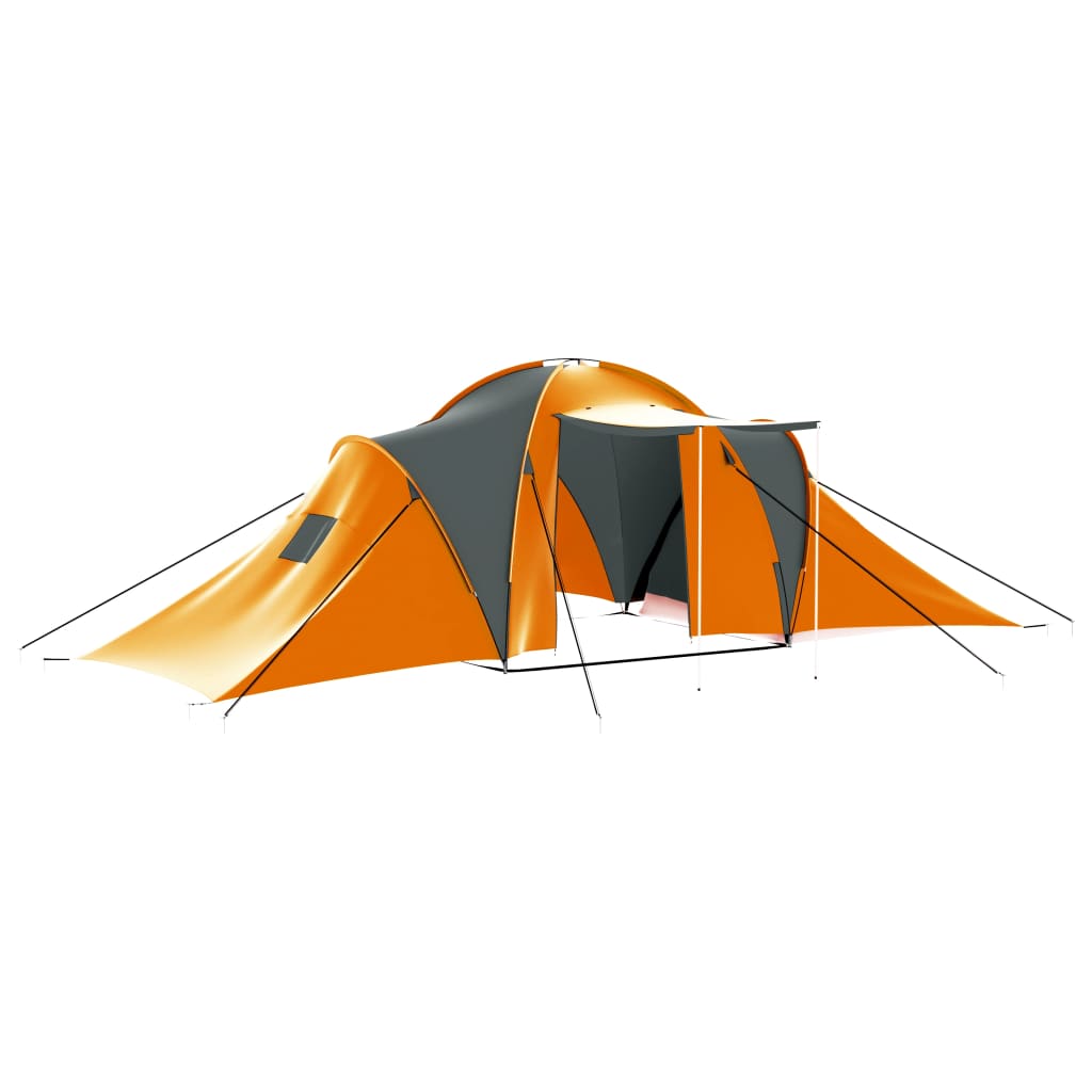 vidaXL Tent 9-persoons stof grijs en oranje