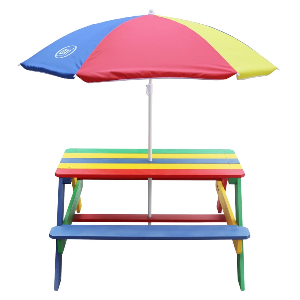 AXI Kinderpicknicktafel Nick met parasol regenboogkleurig