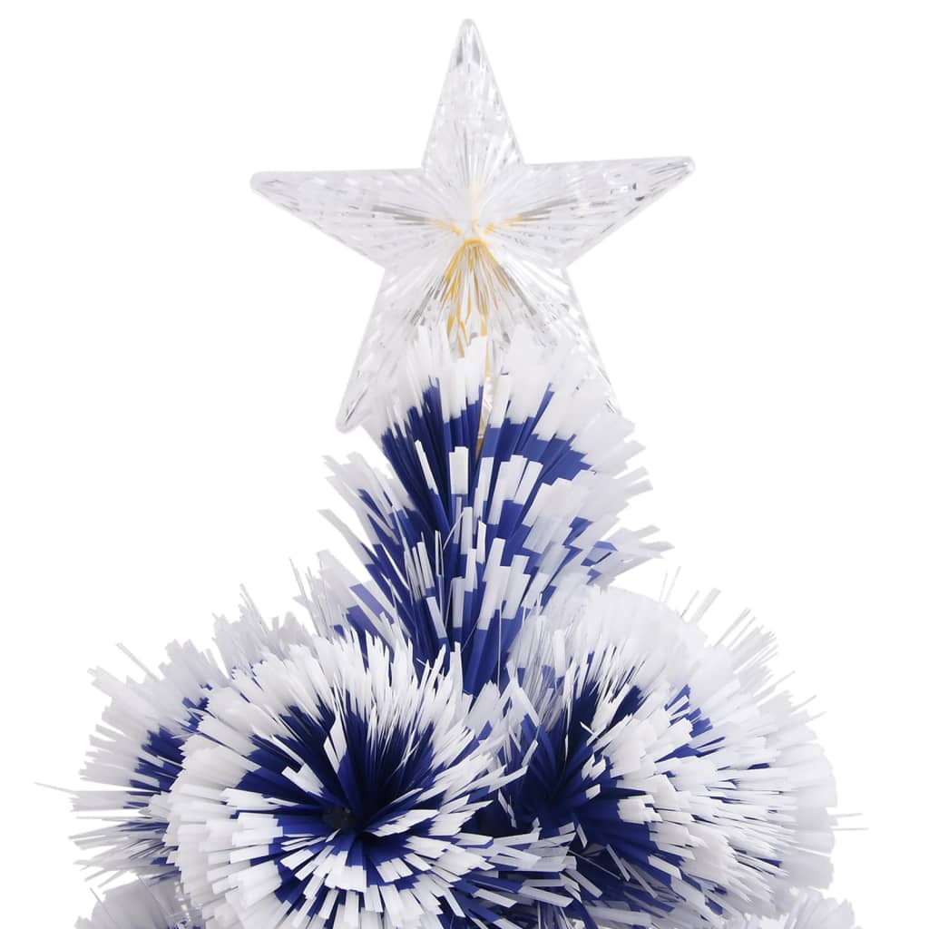 vidaXL Kunstkerstboom met verlichting 210 cm glasvezel wit en blauw