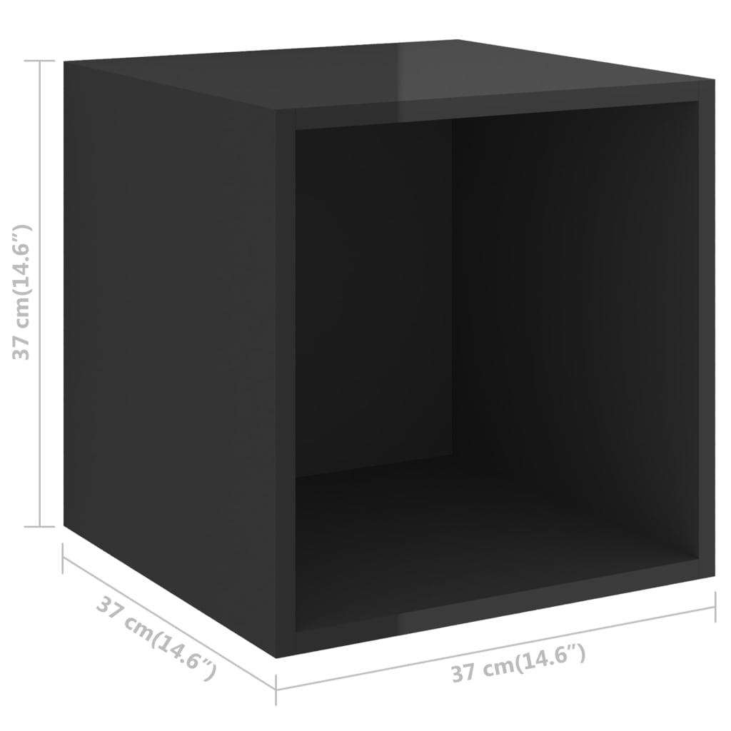 vidaXL Wandkast 37x37x37 cm spaanplaat hoogglans zwart