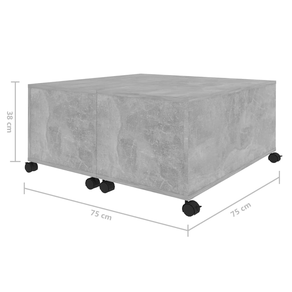 vidaXL Salontafel 75x75x38 cm spaanplaat betongrijs