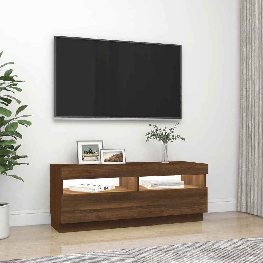 vidaXL Tv-meubel met LED-verlichting 100x35x40 cm bruineikenkleurig