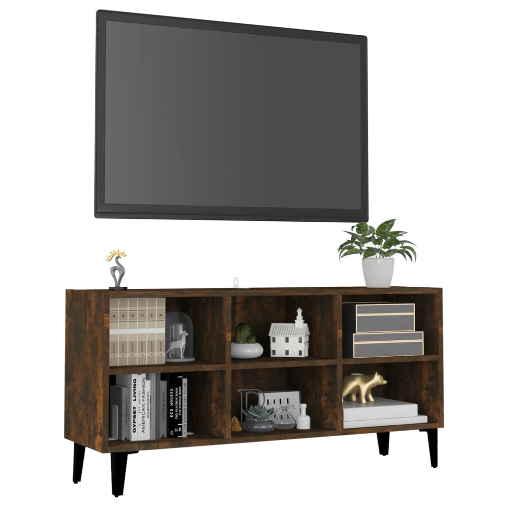 vidaXL Tv-meubel met metalen poten 103,5x30x50 cm gerookt eikenkleurig