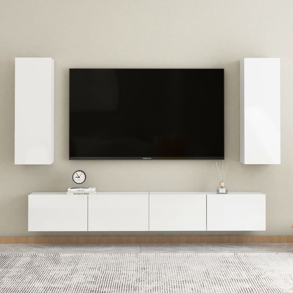 vidaXL Tv-meubel 30,5x30x90 cm spaanplaat hoogglans wit